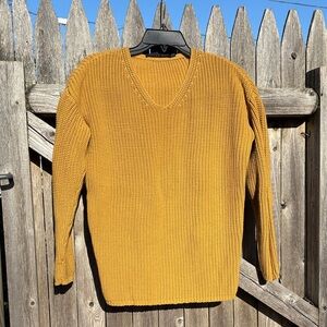 Jenni Kayne XS organic cotton mustard gold v-neck sweater!!